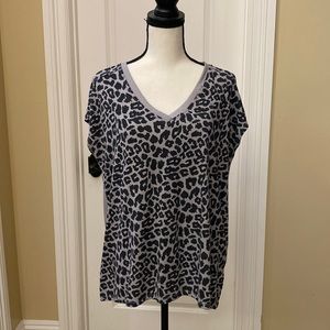 LuLaroe top, grey and cheetah print. Large